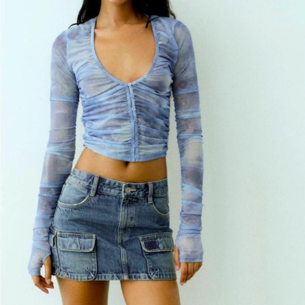 ZARA MESH RUCHED TOP